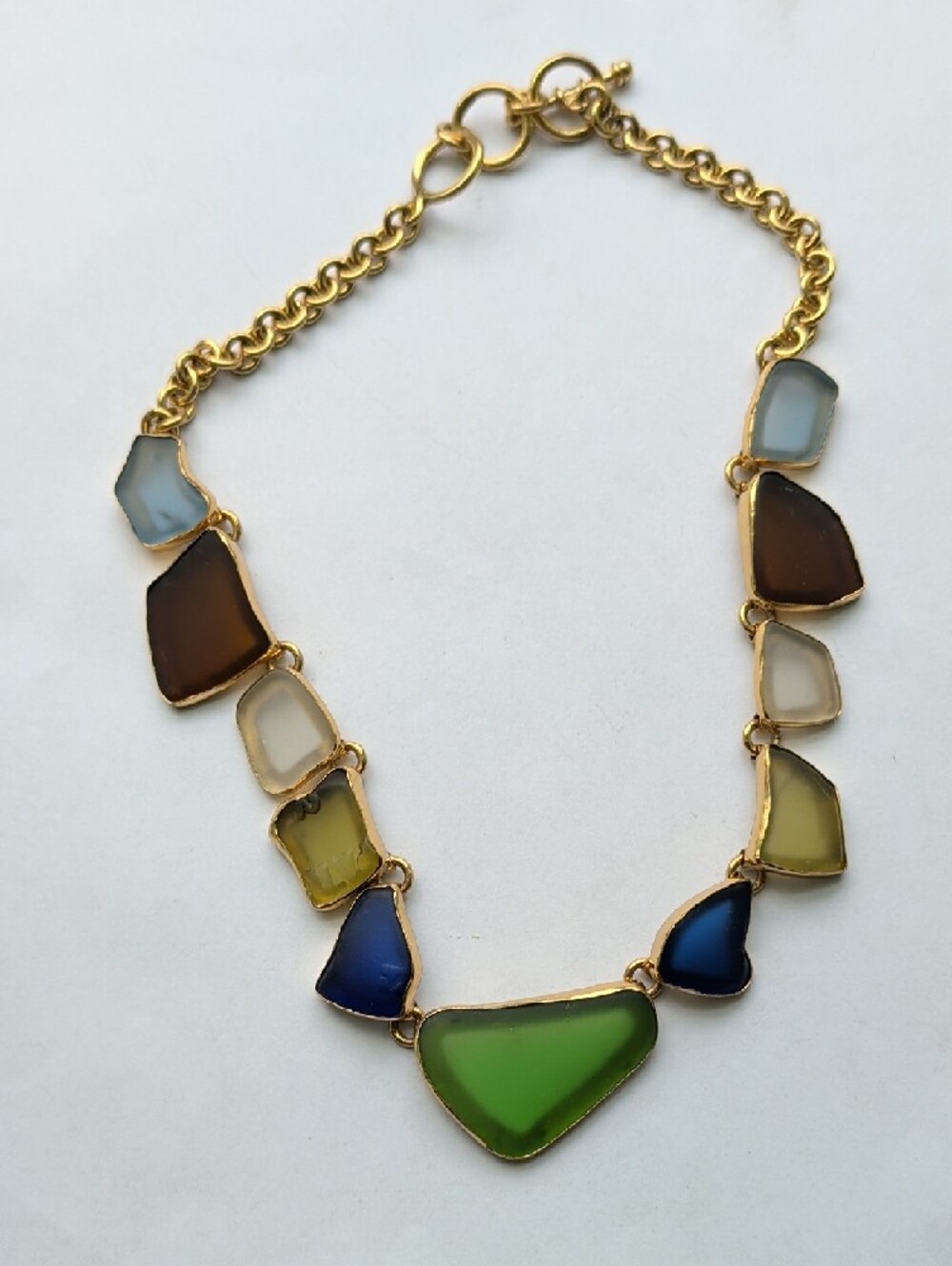 Charles Albert Multicolor Sea Glass Necklace with Green Center - Picture 3 of 9